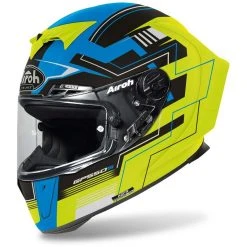 Casque De Moto Intégral En Fibre Airoh GP550 S Challenge Blue Matt Yellow