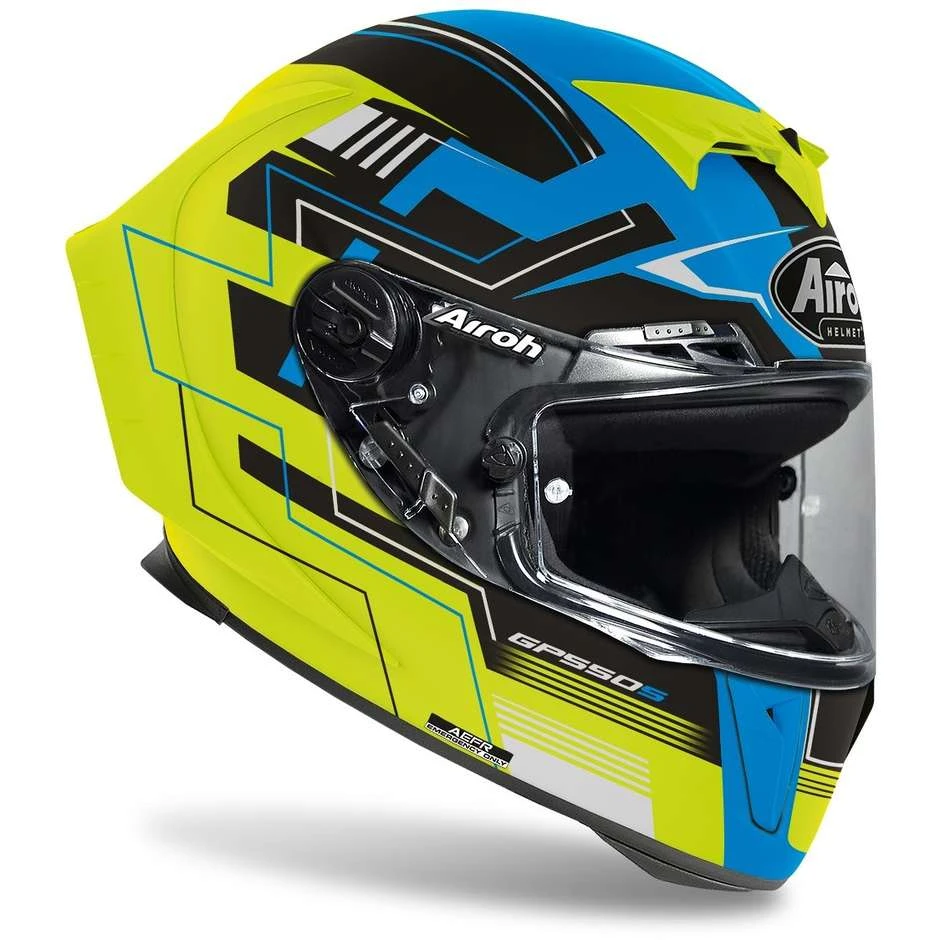 Casque De Moto Intégral En Fibre Airoh GP550 S Challenge Blue Matt Yellow 5 Casque De Moto Intégral En Fibre Airoh GP550 S Challenge Blue Matt Yellow – Image 3