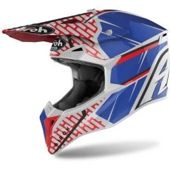 Casque Moto Cross Enduro Airoh WRAAP Idol Rouge Bleu Brillant