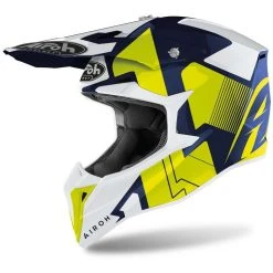 Casque Moto Cross Enduro Airoh WRAAP Raze Bleu Brillant