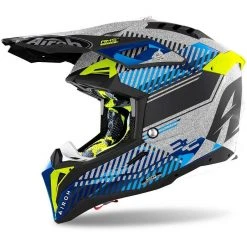 Casque Moto Cross Enduro En Fibre HPC Airoh AVIATOR 3 Wave Glossy Grey Chrome