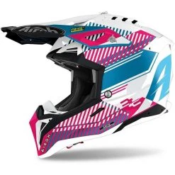 Casque Moto Cross Enduro En Fibre HPC Airoh AVIATOR 3 Wave Glossy Pink Chrome