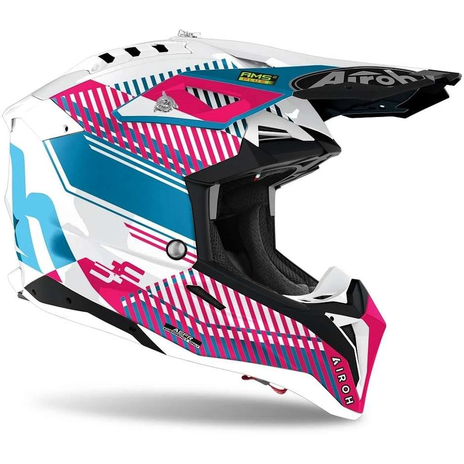 Casque Moto Cross Enduro En Fibre HPC Airoh AVIATOR 3 Wave Glossy Pink Chrome 4 Casque Moto Cross Enduro En Fibre HPC Airoh AVIATOR 3 Wave Glossy Pink Chrome – Image 2