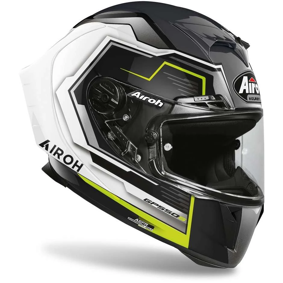 Casque Moto Intégral En Fibre Airoh GP550 S Rush Blanc Jaune Brillant 5 Casque Moto Intégral En Fibre Airoh GP550 S Rush Blanc Jaune Brillant – Image 3