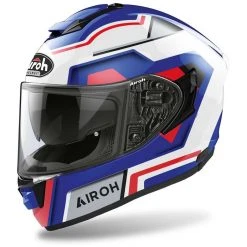 Casque Moto Intégral En Fibre Airoh ST 501 Carré Bleu Rouge Brillant