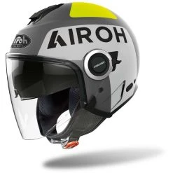 Casque Moto Jet Double Visière Airoh HELIOS Up Gris Mat
