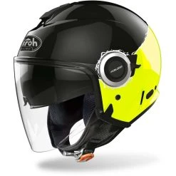 Casque Moto Jet Double Visor Airoh HELIOS Fluo Black Glossy Yellow