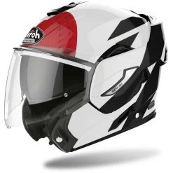 Casque Moto Modulaire Double Homologation P/J Airoh REV 19 Plomb Brillant Rouge