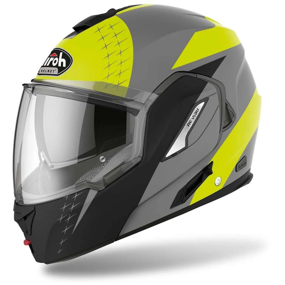 Casque Moto Modulaire Double Homologation P/J Airoh REV 19 Plomb Jaune Mat 4 Casque Moto Modulaire Double Homologation P/J Airoh REV 19 Plomb Jaune Mat – Image 2