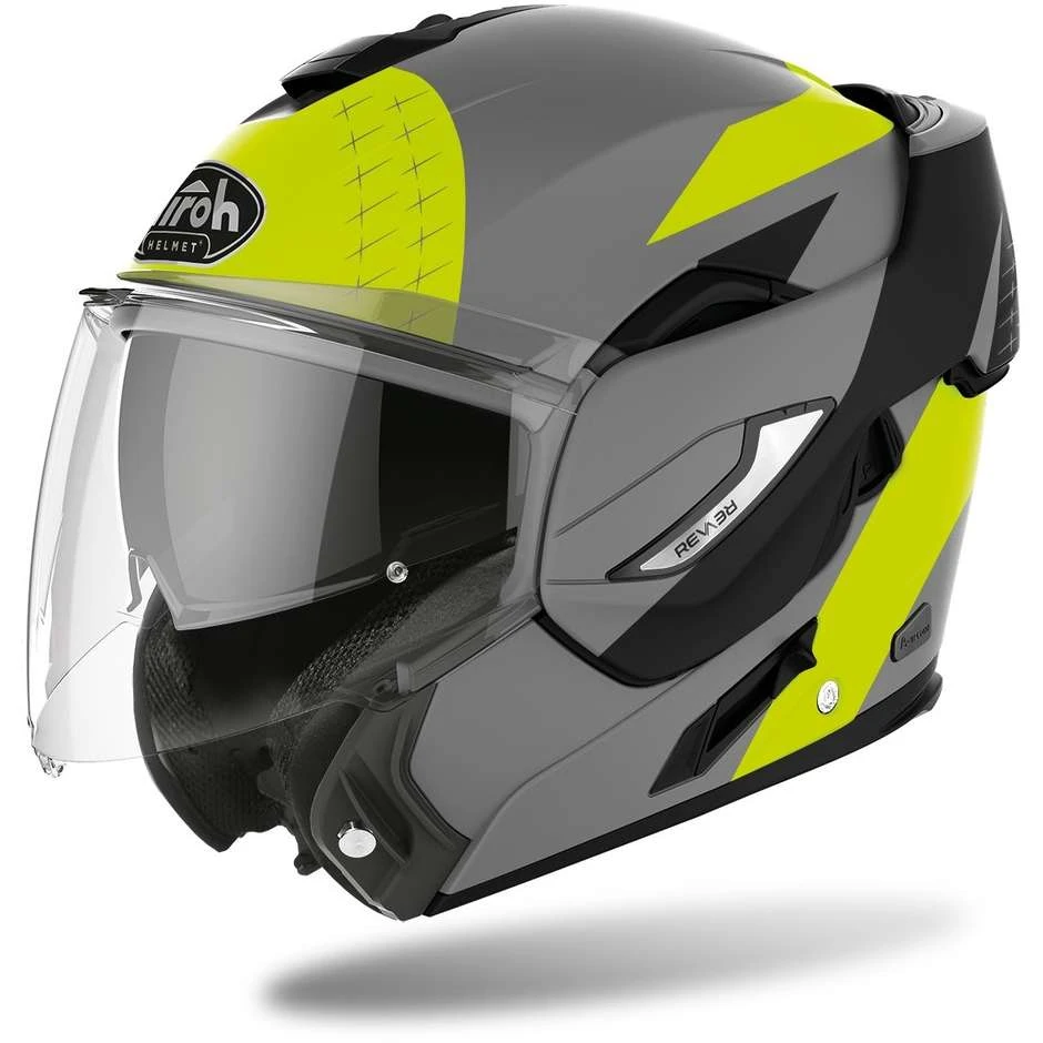 Casque Moto Modulaire Double Homologation P/J Airoh REV 19 Plomb Jaune Mat 3 Casque Moto Modulaire Double Homologation P/J Airoh REV 19 Plomb Jaune Mat